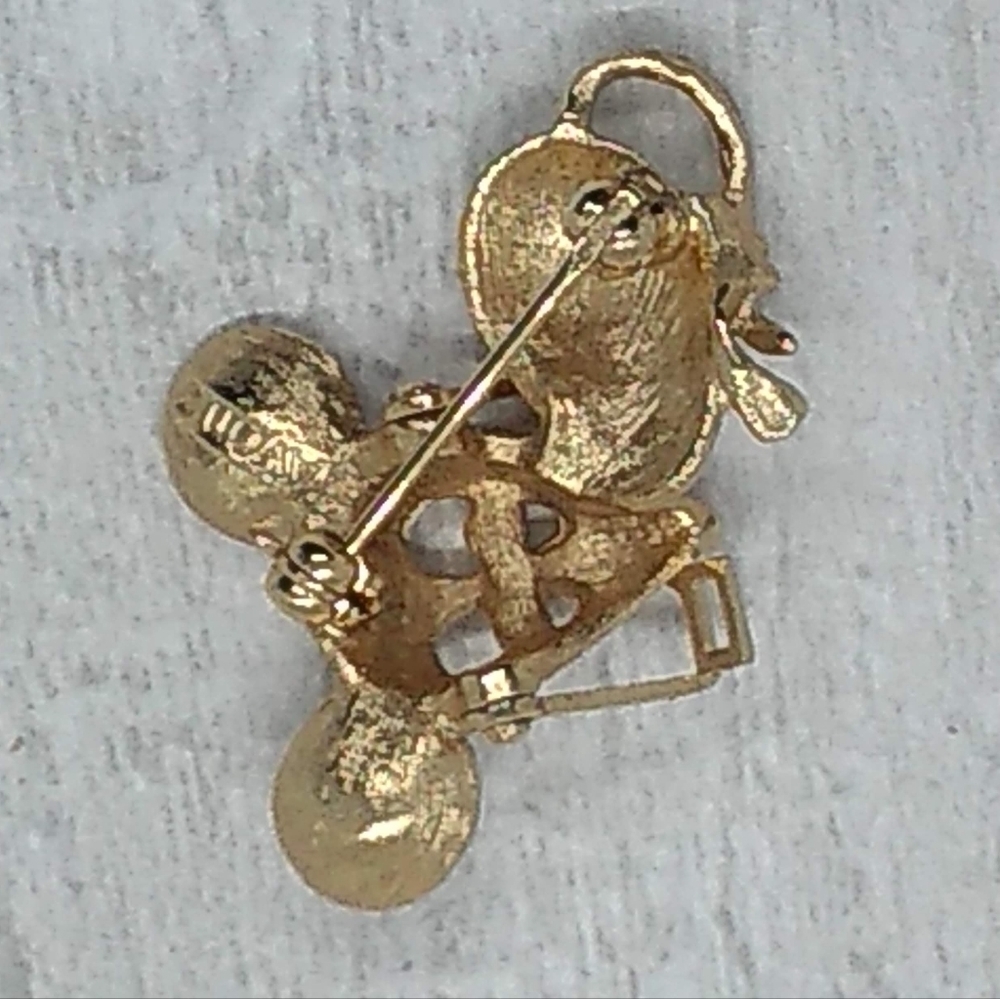 70's Vintage Avon Mouse Pin Brooch Articulated Glasses Gold Tone Rhinestone Eyes - Picture 6 of 10